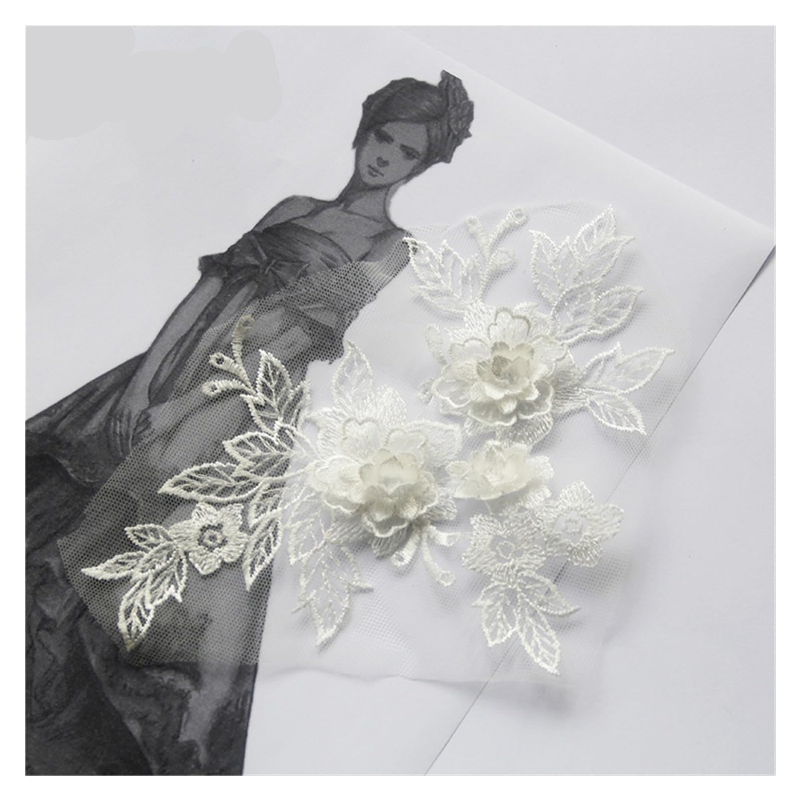 Appliques de dentelle brodées 3D pour sublimer votre robe de mariée DIY