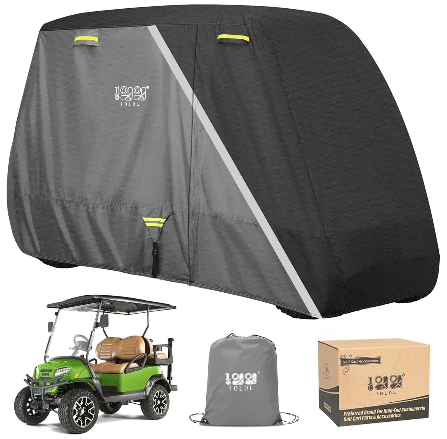 10L0L Heavy Duty 650D Golf Cart Cover for 2/4/6 Passengers EZGO, Club Car and Yamaha, All Weather Outdoor Protection Weatherproof — image 1