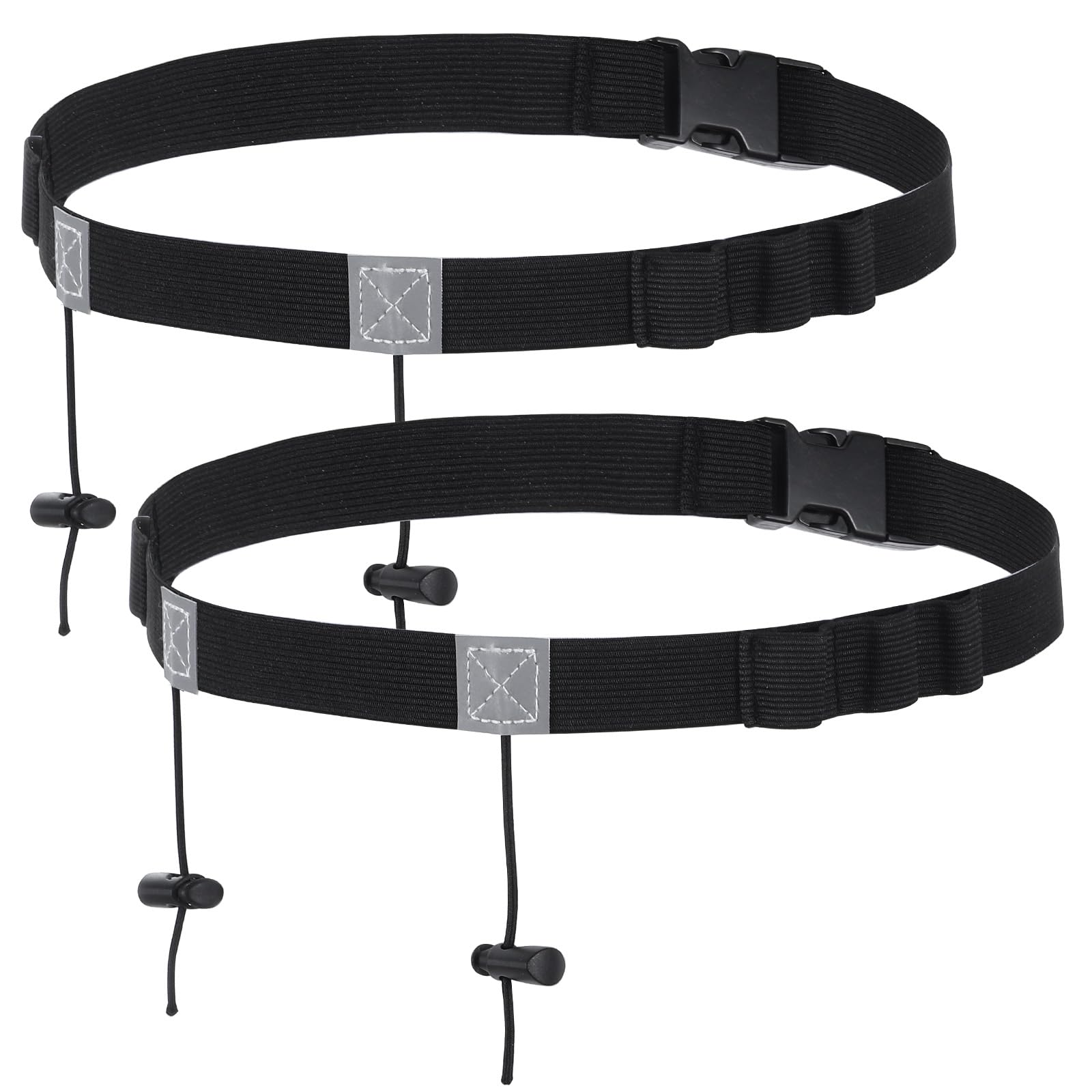 2Pcs Race Bib Belt with Adjustable Elastic Strap, Sport Running Race Number Belt for Triathlon Races Belts, Elastic Comfortable Running Belts for Marathons and Racing, Riding Runnings Cycling (Black)