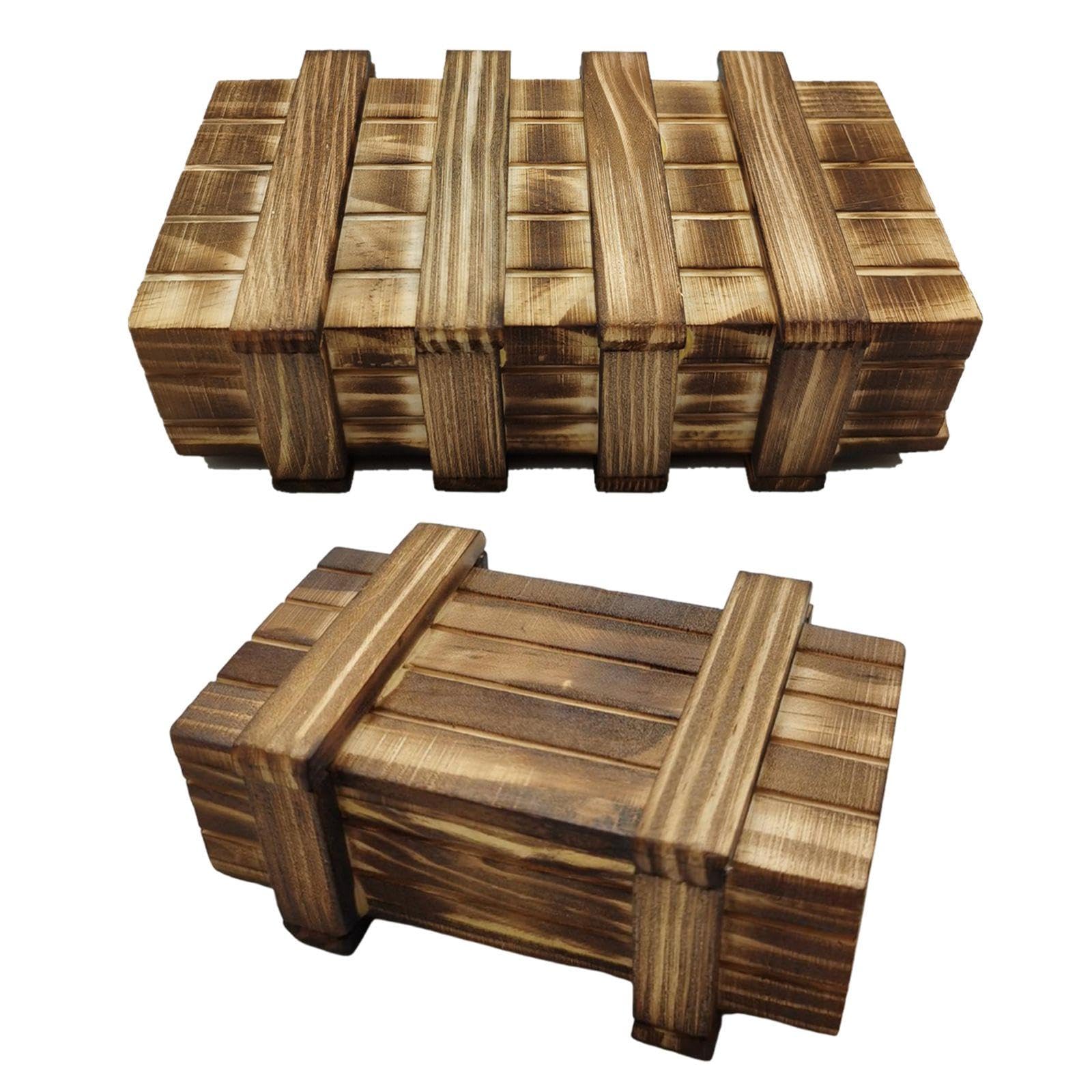 Ubsiuh Wood Color 2 Pieces Of Wooden Puzzle Box, Cute Puzzle Clue Box, Creative Banknote Gift Box, Puzzle Storage Box, Money Gift Storage Box