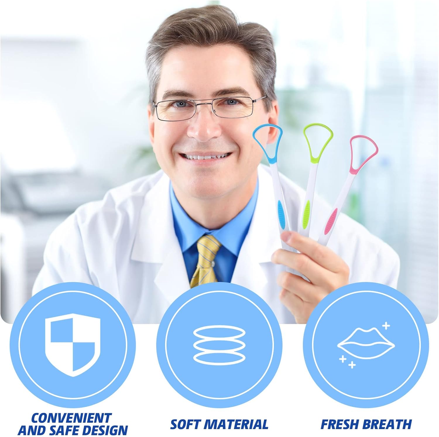 Youyole Pcs Tongue Scrapers Cleaner Plastic Scrubber Reusable Scrapper Washer Brush for Adults and Kids Healthy Oral Dental Care Bad Breath Remove Cleaning Tools, 1.0 Count