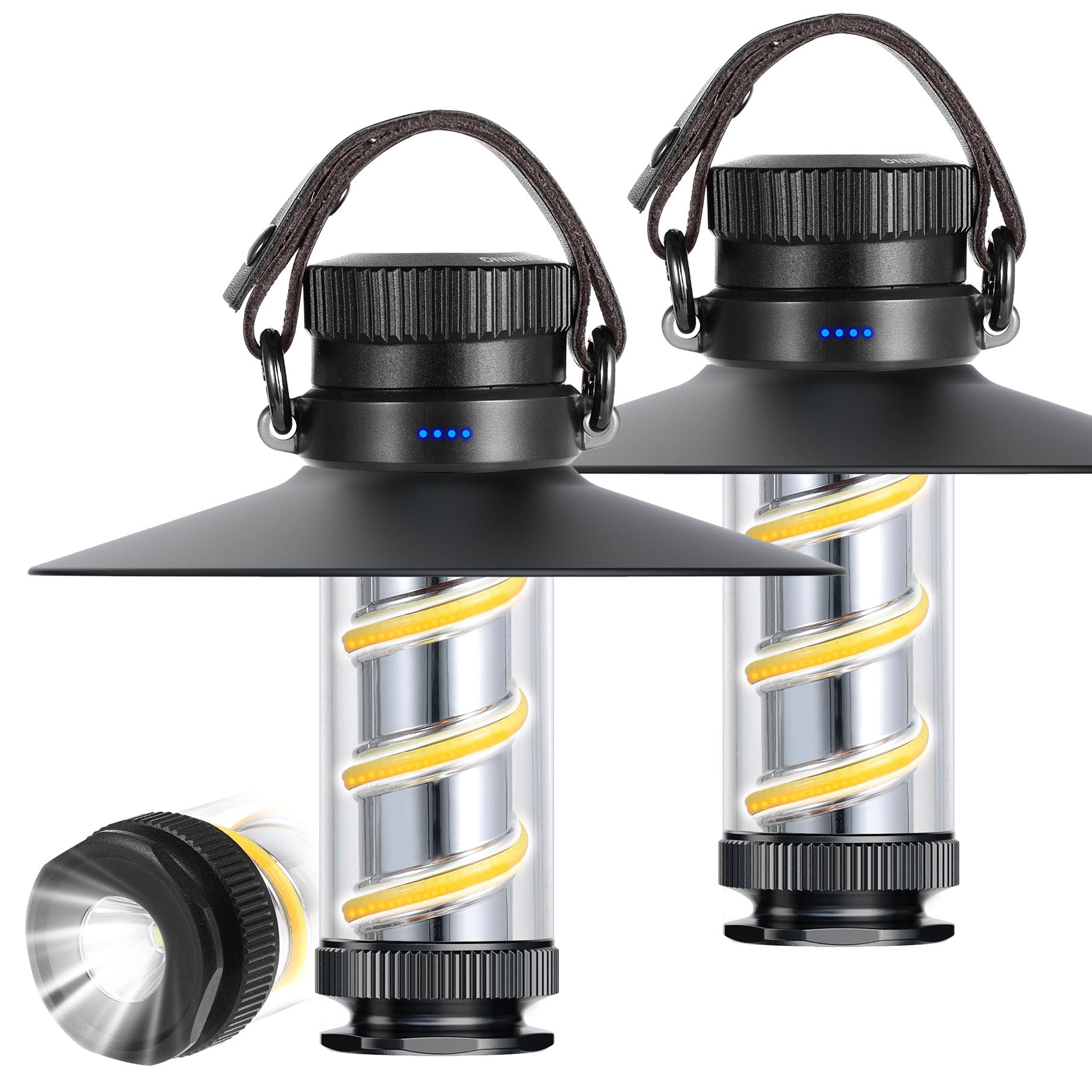 LED Camping Lantern Rechargeable - 2 Pack Portable Flashlight Lanterns with 1000LM IPX5 Waterproof Survival Kit Emergency Tent Light for Indoor Outdoor Hurricane Hiking Fishing Home Power Outages