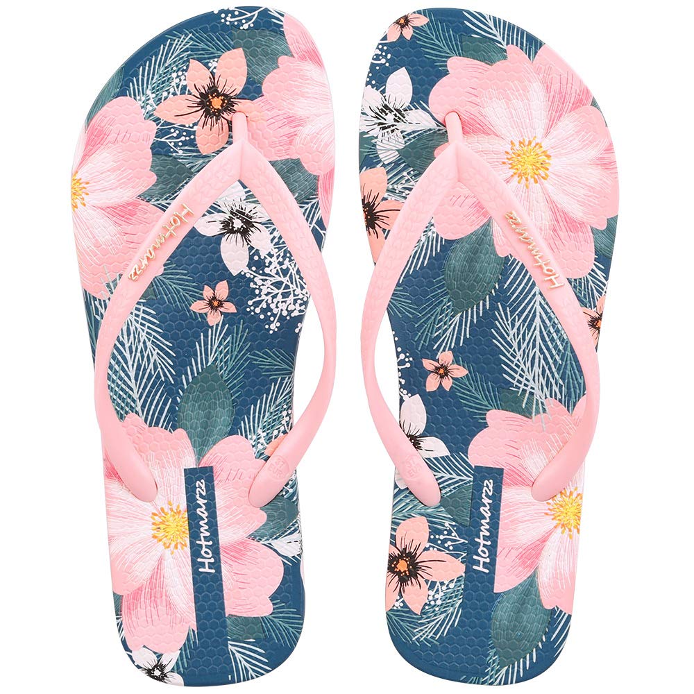 Hotmarzz Womens Flip Flops Bohemia Floral Print Sandals Beach Slippers