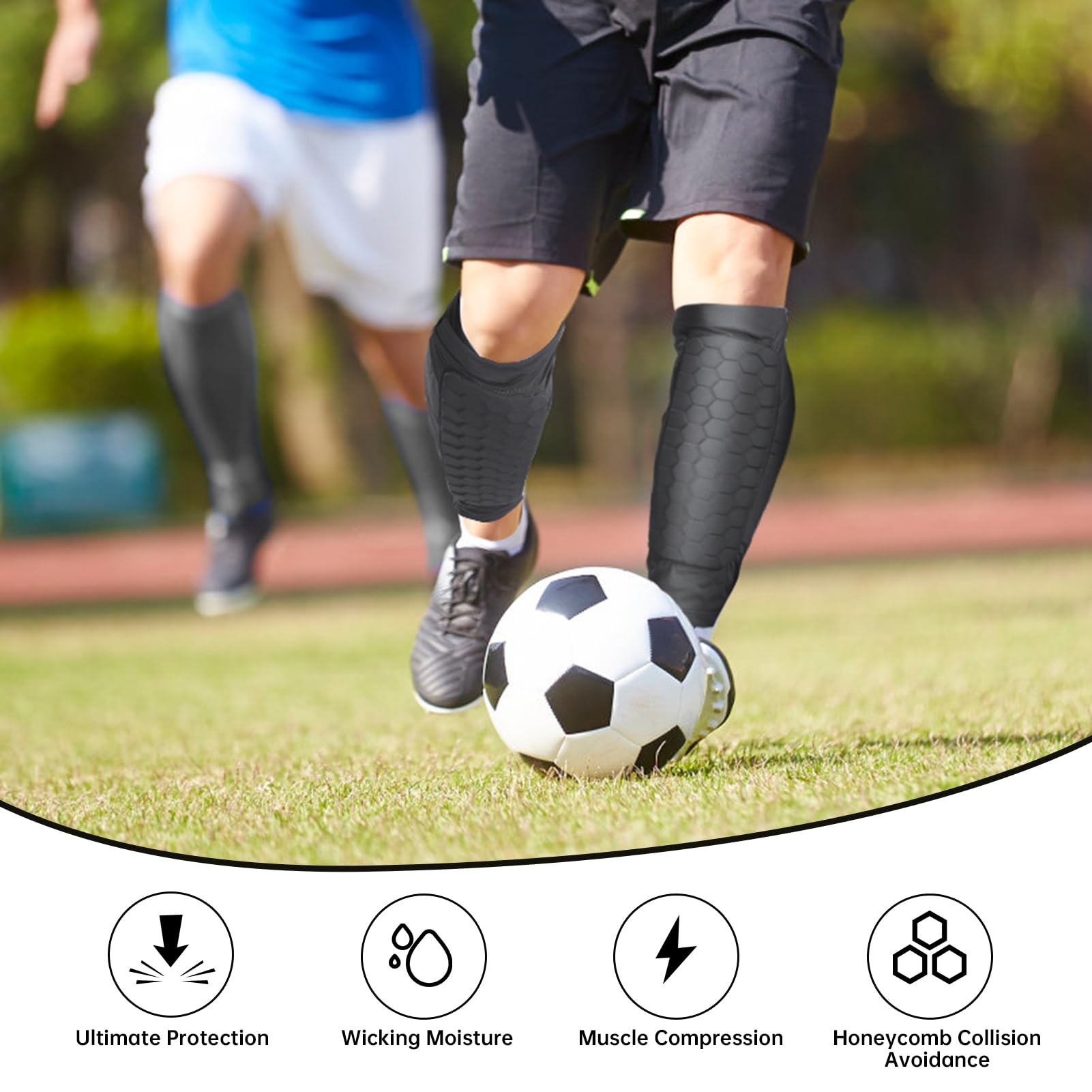 Football Compression Inner Kids Shin Pad Socks ANTREATU Football Shin Guards - Honeycomb ...