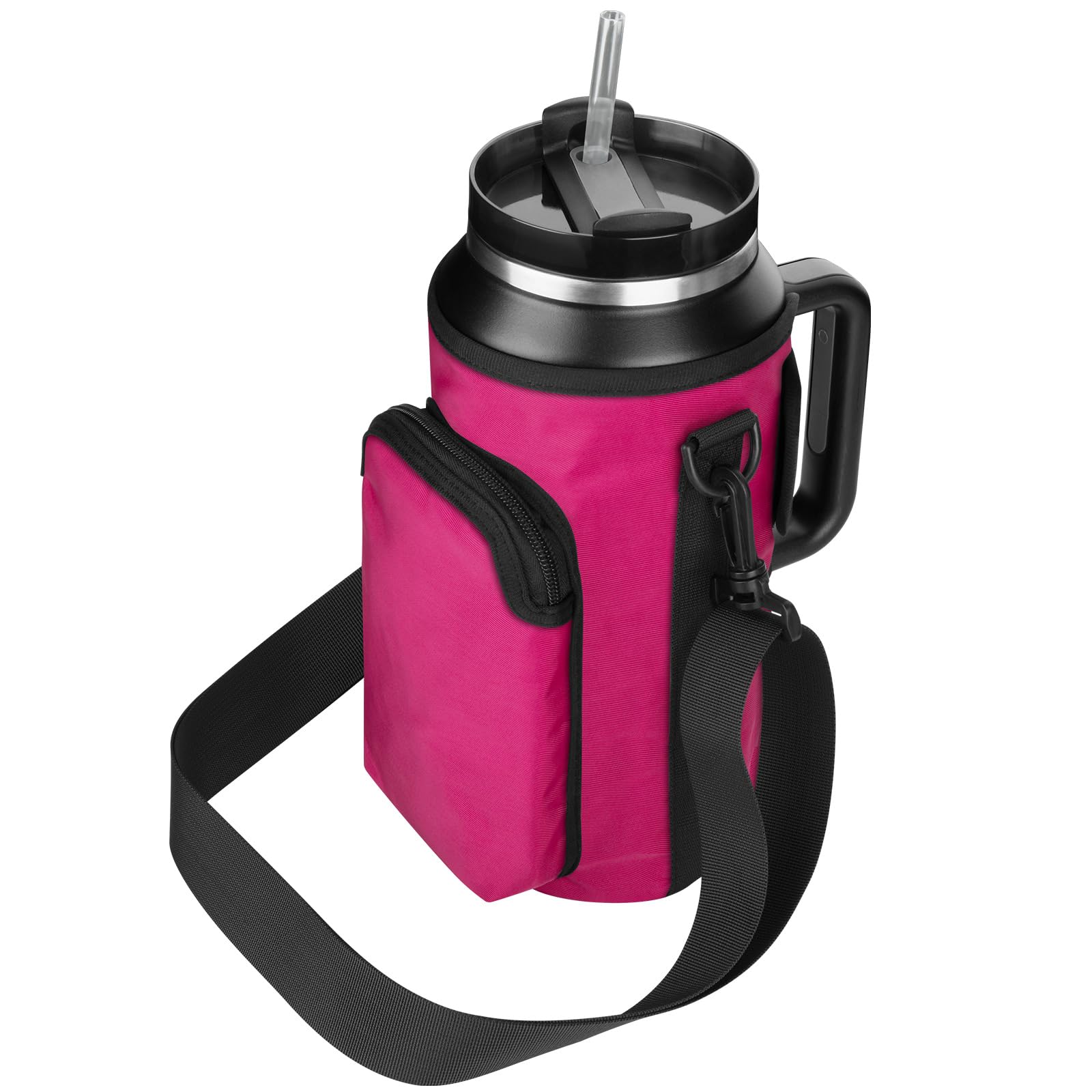 Xxerciz Water Bottle Carrier Bag for Stanley 64oz Tumbler with Handle, Water Bottle Holder with Adjustable Strap, Bottle Sling Sleeve with Phone Pouch