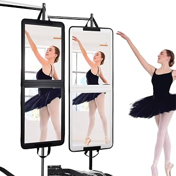 LPHUMEX Black Folding Door Mirror Full Length + 33x13 in White Hanging Shatterproof Foldable Full Body Mirror for Guest, RV