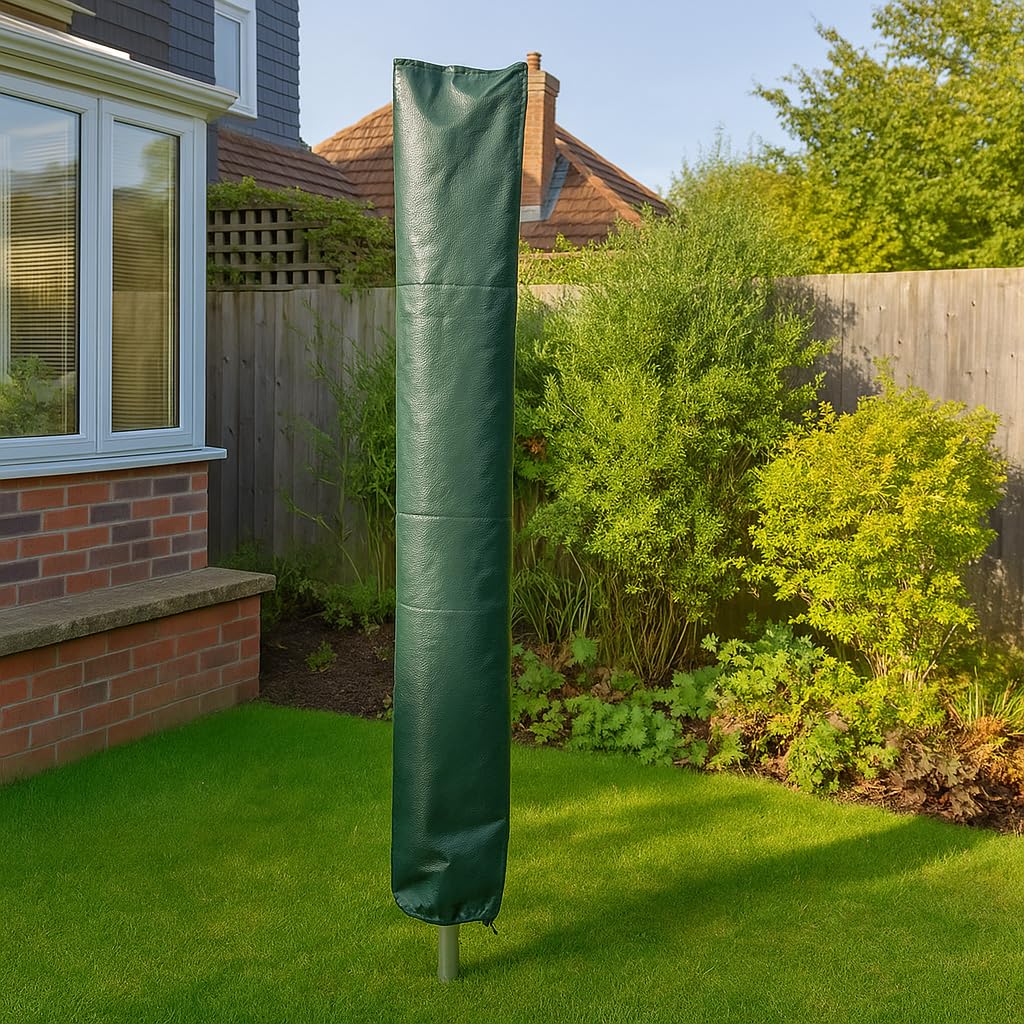 Angix Rotary Washing Line Cover 145 X 29 X 29Cm (Approx.) - Heavy Duty Waterproof Garden Protective Cover With Drawstring, Weather Resistant Lid For Outdoor Clothes Airer
