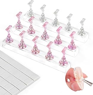 SAVILAND 3 Set Nail Holder for Painting Nails:Nail Stand for Press Ons Powerful Magnetic Nail Stand Fake Nail Stand for Nail Holder Nail Display Press on 40 Pcs Reusable Adhesive Putty Home Use