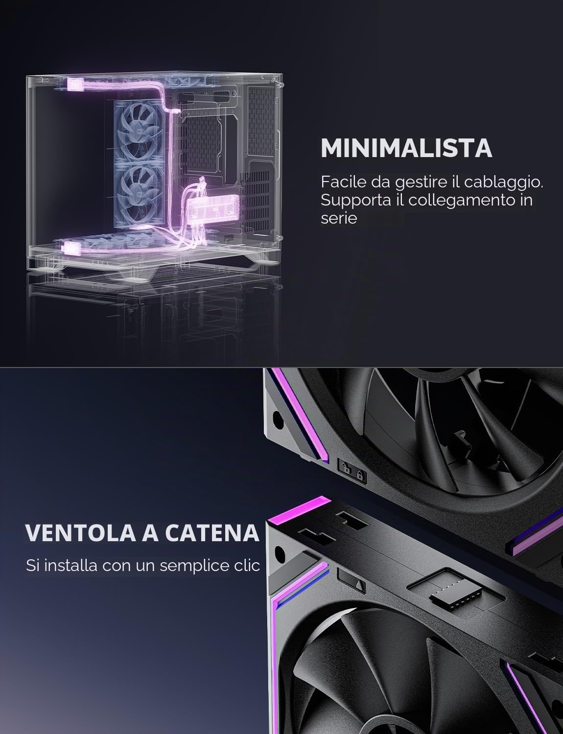AsiaHorse DAWN Ventole PC RGB da 120MM Ventole per Case 3 Pezzi, ARGB Daisy Chain Ventole PC [Infinity Mirror] [HDB] 71 CFM/1850 RPM/2.6MMH2O 4 Pin PWN & 5V 3Pin ARGB per Asus Aura ASRock GIGABYTE MSI