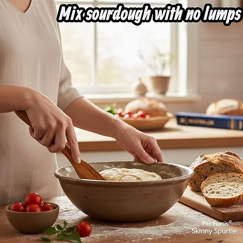 Miniatura 3 de Skinny Spurtle para iniciador de masa madre, untar, cocinar, mezclar, alcanzar la parte inferior del tarro por Paz Fumis