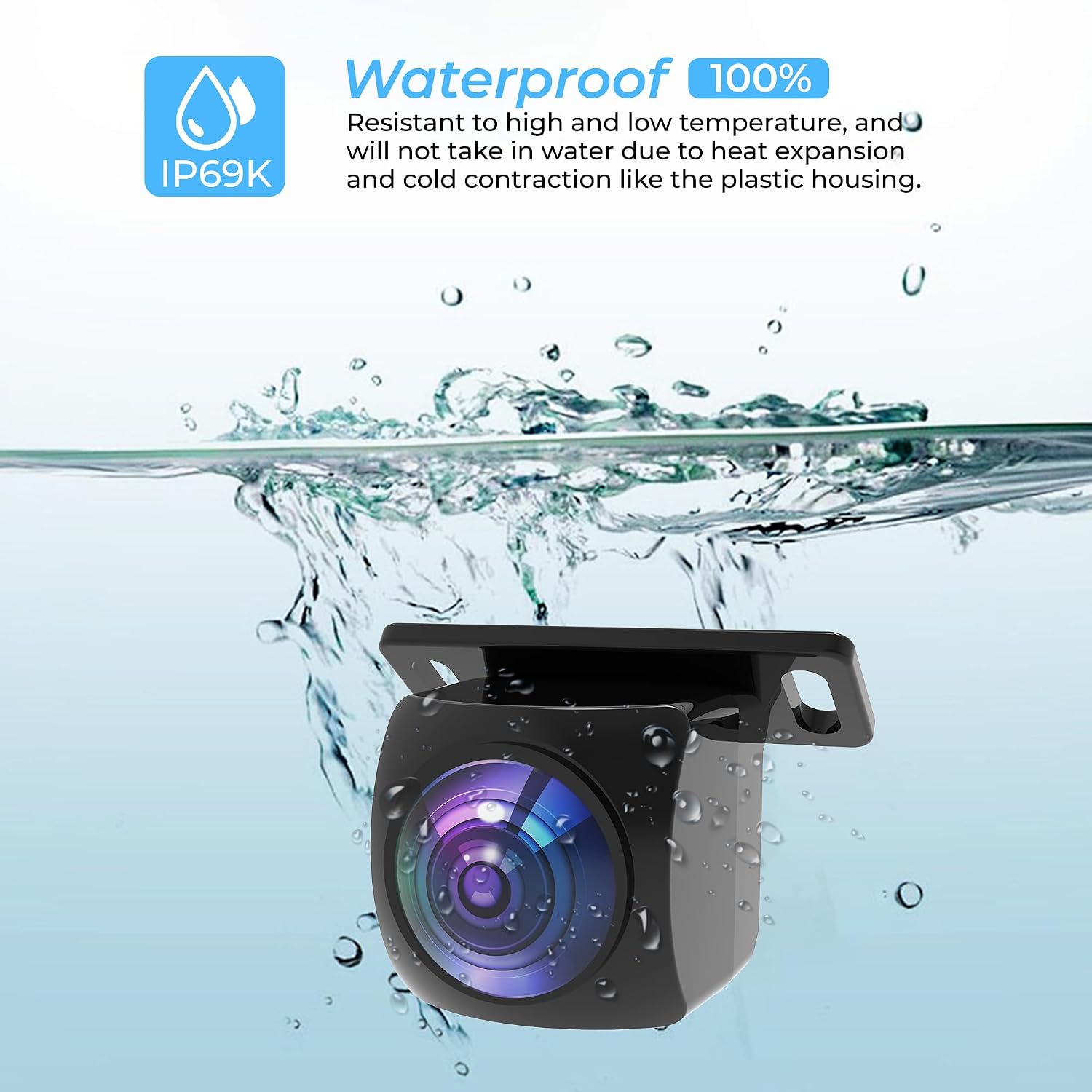 AHD 1080P Backup Camera for Car,170 Degree Wide Angle Rearview Reversing License Plate IP69K Waterproof Camera,Clear Night Vision Reverse Rear View Camera for Car Vehicle SUV RV