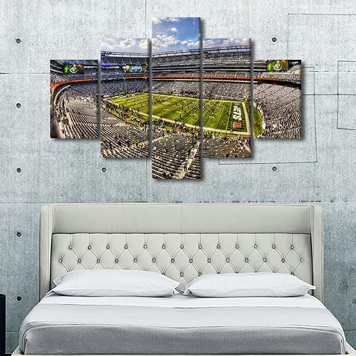 Vista 53 de Cuadros de estadios deportivos de fútbol americano de Minnesota, cuadros de vikingos, 5 paneles, lienzo para pared, arte de pared del estadio