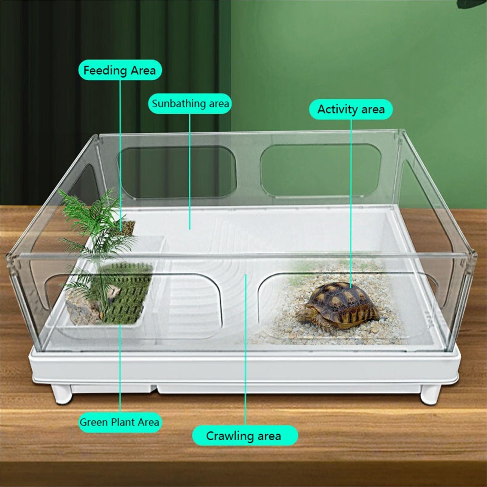 Siedlisko terrarium Zbiornik do hodowli żółwi Domowa hodowla z platformą suszenia na słońcu Terrarium akwariowe