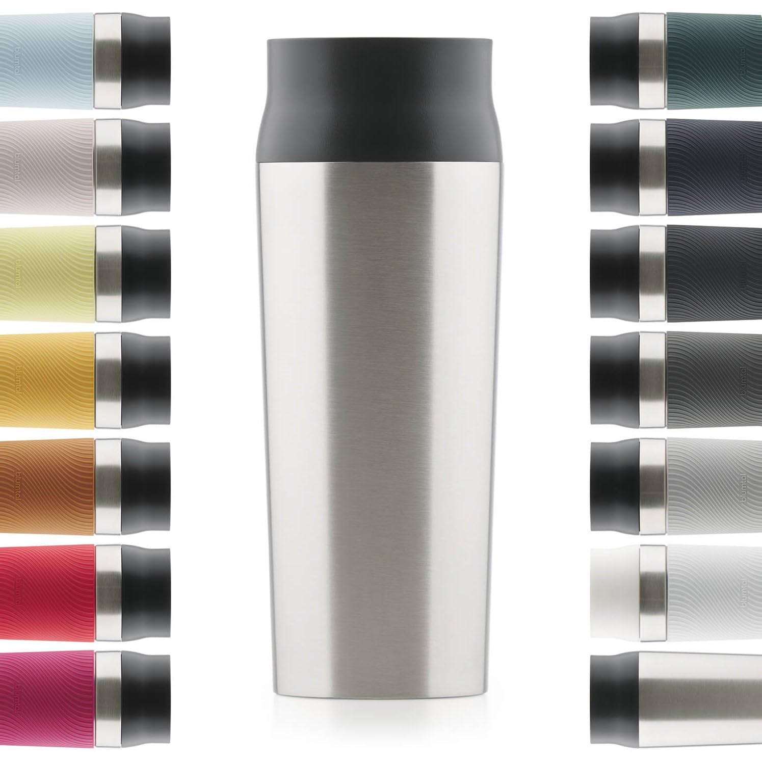 Blumtal Thermobecher 350 ml - Kaffeebecher to go aus Edelstahl - auslaufsicherer Isolierbecher kalt/heiß - Mug mit 360° Trinköffnung - Thermosbecher mit Quick-Press-Verschluss - Coffee Mug - Silber
