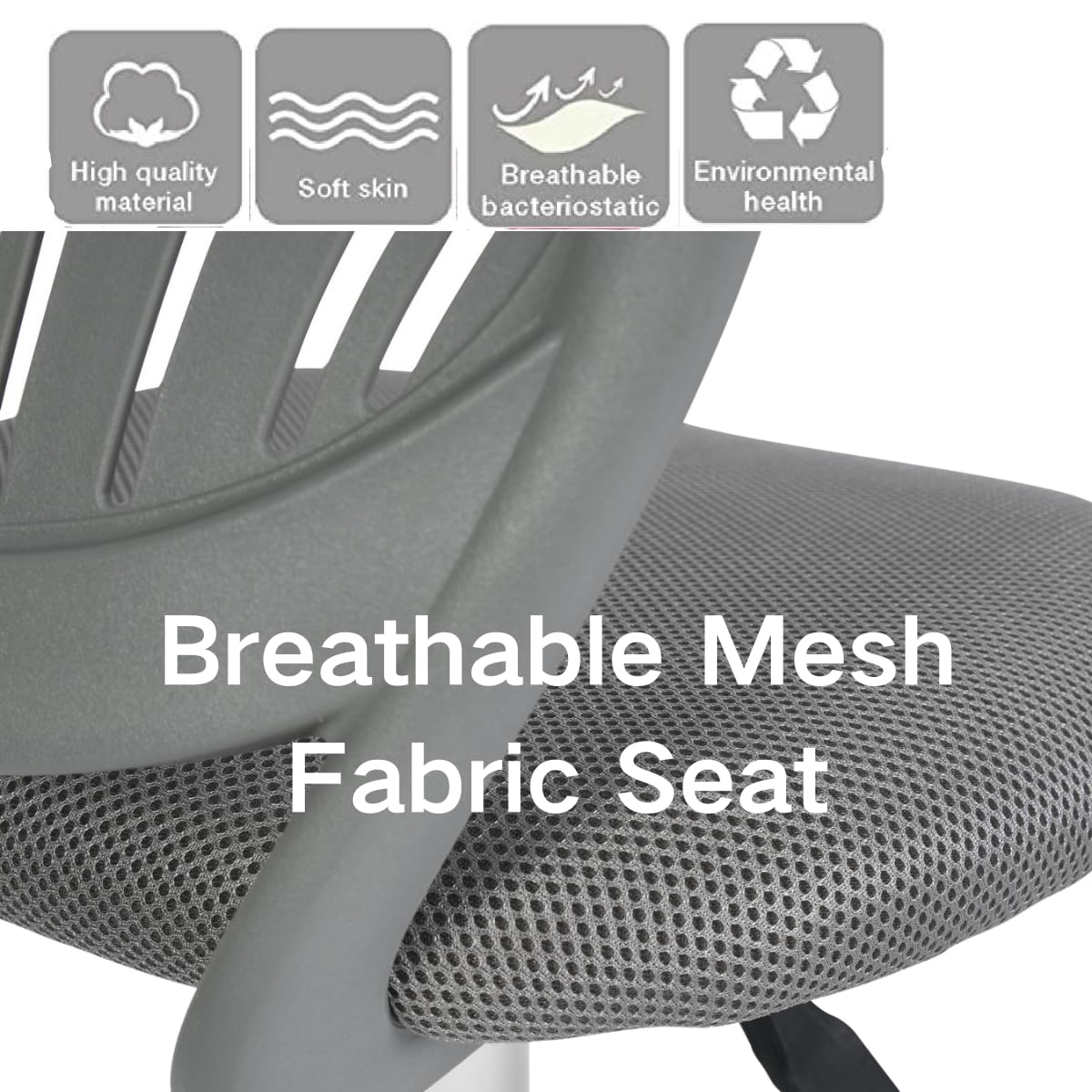 FurnitureR Silla de Oficina para el hogar, Asiento de Ordenador Moderno y Ajustable, Silla de Oficina sin reposabrazos Giratorio, Silla de Oficina para jóvenes, Sala de Estudio, Gris