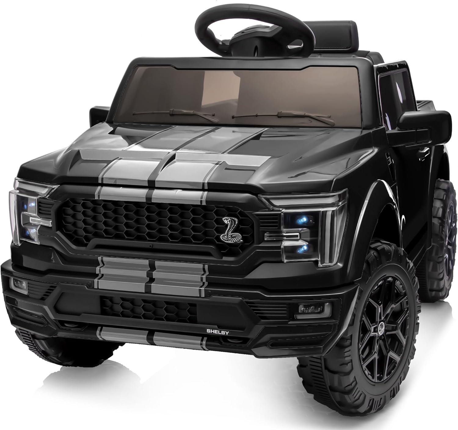 Licensed Ford Shelby F-150 24V Kids Ride on Toy, Electric Car for Kids with Remote Control, 400W Motors – Black