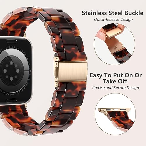 Miniatura 4 de Lerobo - Banda de resina compatible con Apple Watch Series 1110987 de 38mm 40mm 41mm 42mm 44mm 45mm 46mm 49mm, correa ligera de moda para iWatch