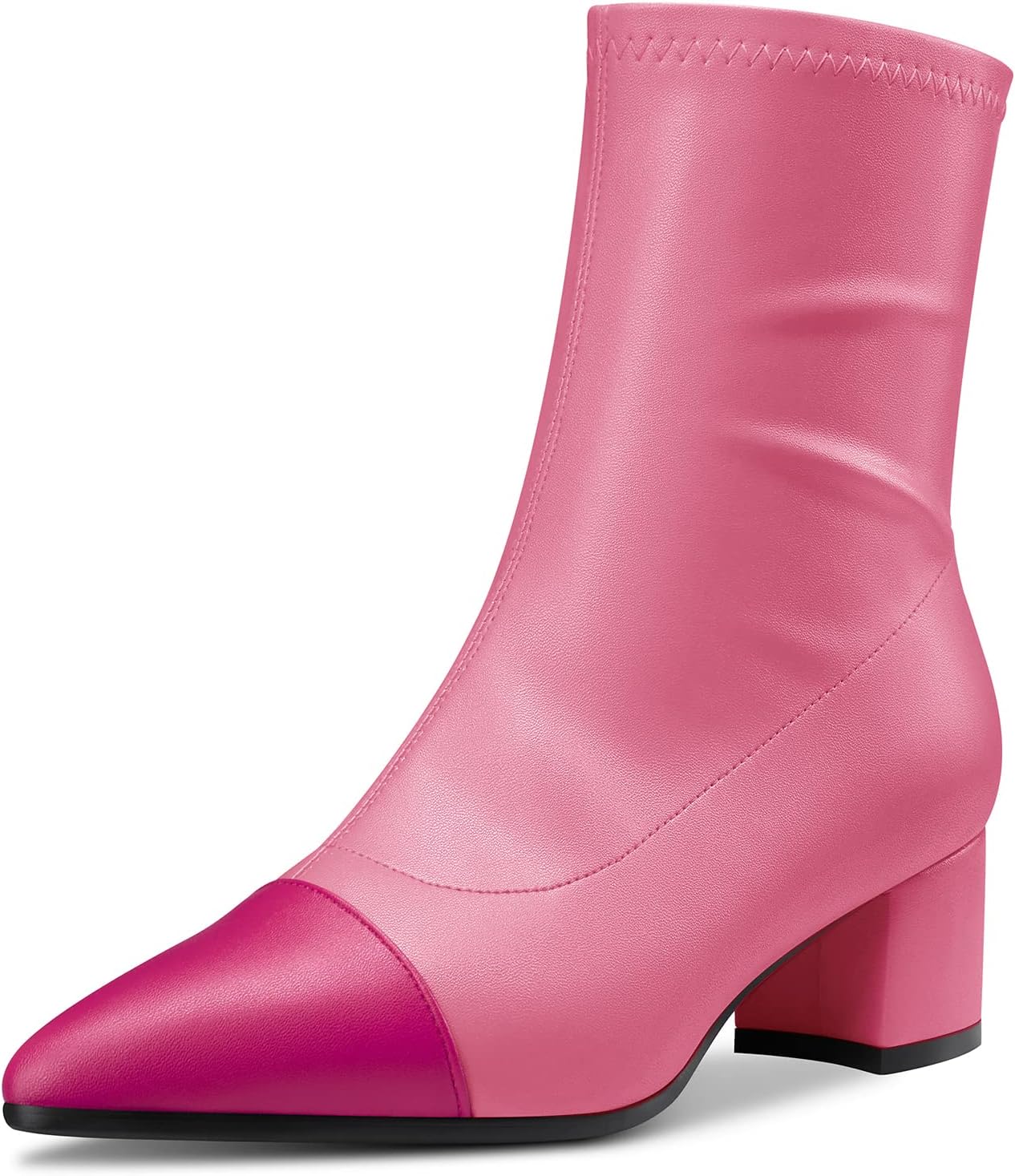 Castamere Chunky Block Mid Heel Pointed Cap Toe Ankle Boots Short Bootie Zipper Party Basic Classic 2.0 Inches Heels