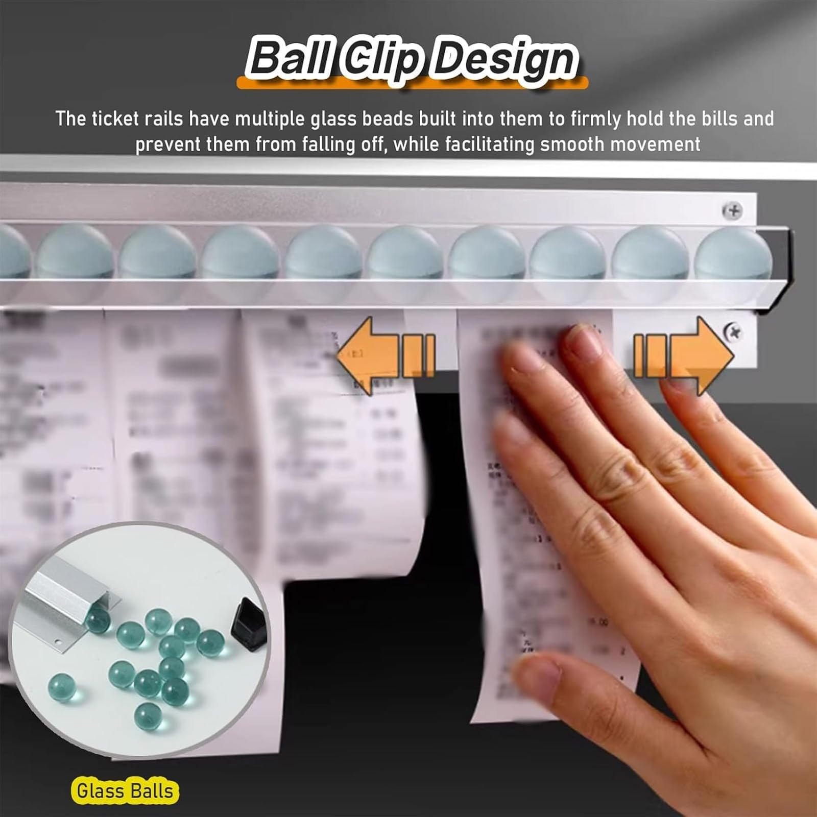 Tab Grabber, Quittungshalter aus Aluminium, Clip-Bestellanzeigeschiene, zum Aufbewahren von Bestellungen, Tabs oder Papieren, für Küchencafés, Pubs und Bars (30–100 cm mit Schrauben und Aufkleber)