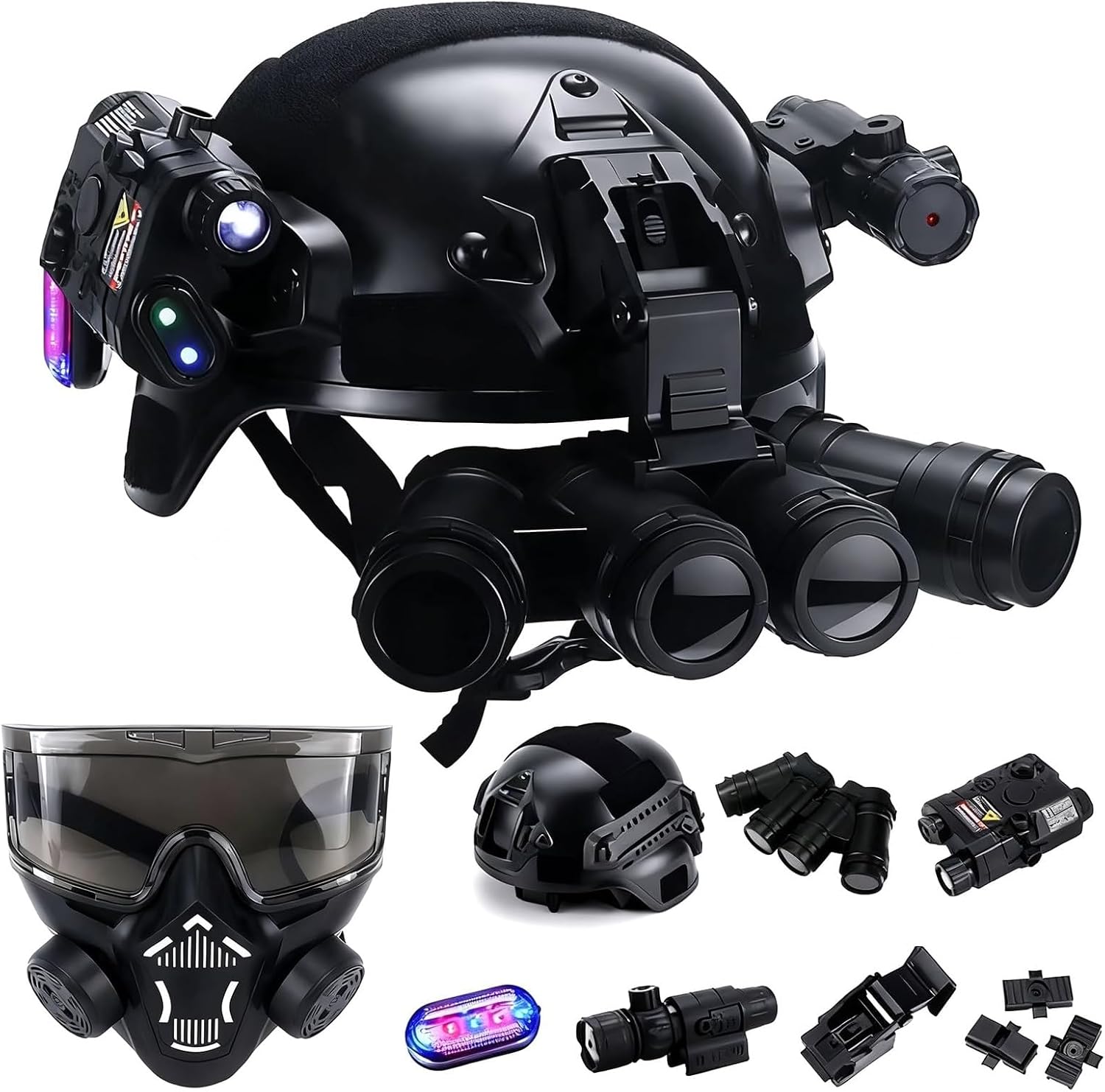Youth Role Play Helmet Set with Face Mask and Decorative Night Vision Model