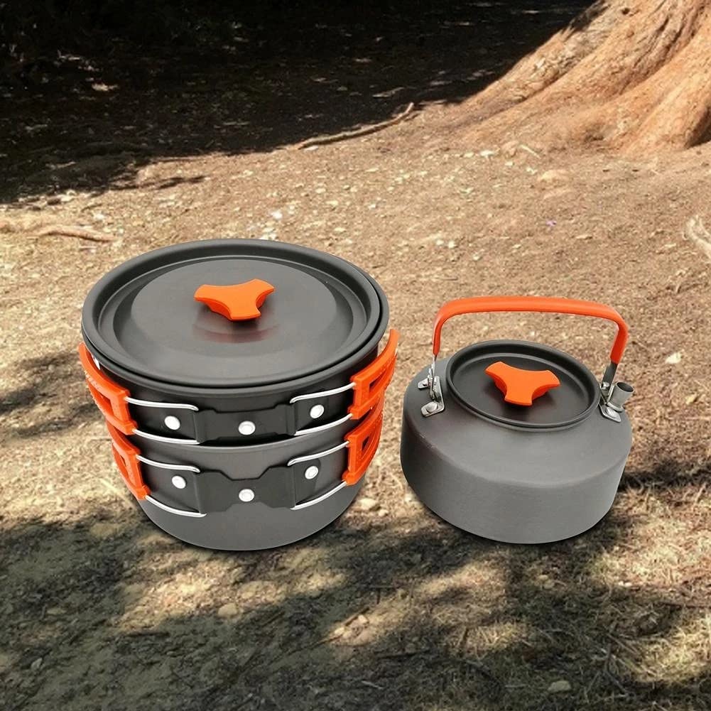 MARMITE PIQUE- ENSEMBLE De Cuisine Extérieur Vaisselle Camping Pot De