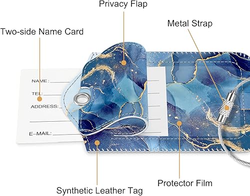 Miniatura 4 de Fintie - 2 etiquetas de identificación para equipaje valija bolso de viaje, con cubierta de privacidad, lazo de acero inoxidable y tarjeta de