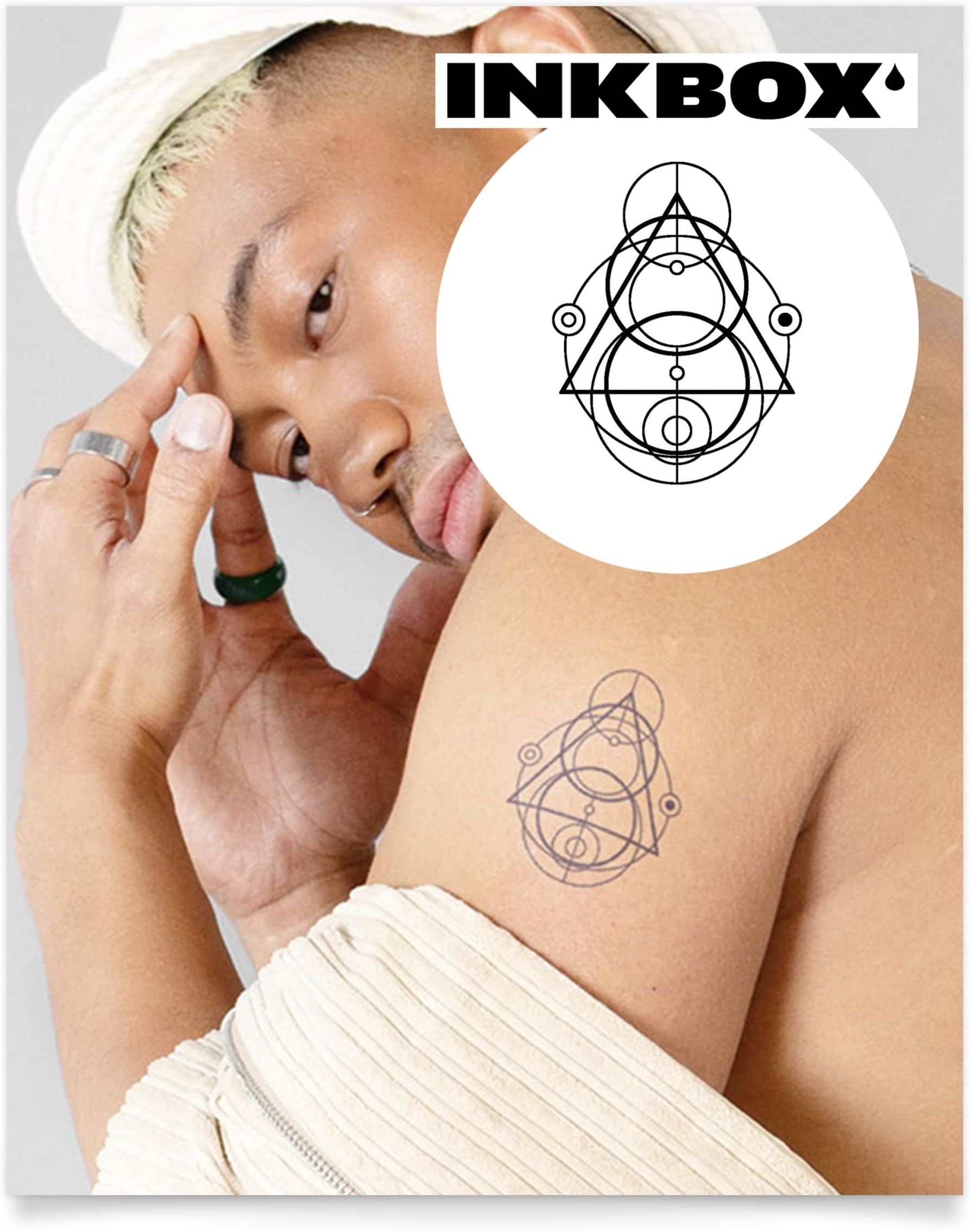 Inkbox Temporary Tattoos, Semi-Permanent Tattoo, One Premium Easy Long Lasting, Water-Resistant Temp Tattoo with For Now Ink - Lasts 1-2 Weeks, Desire Lines, 3 x 3 in