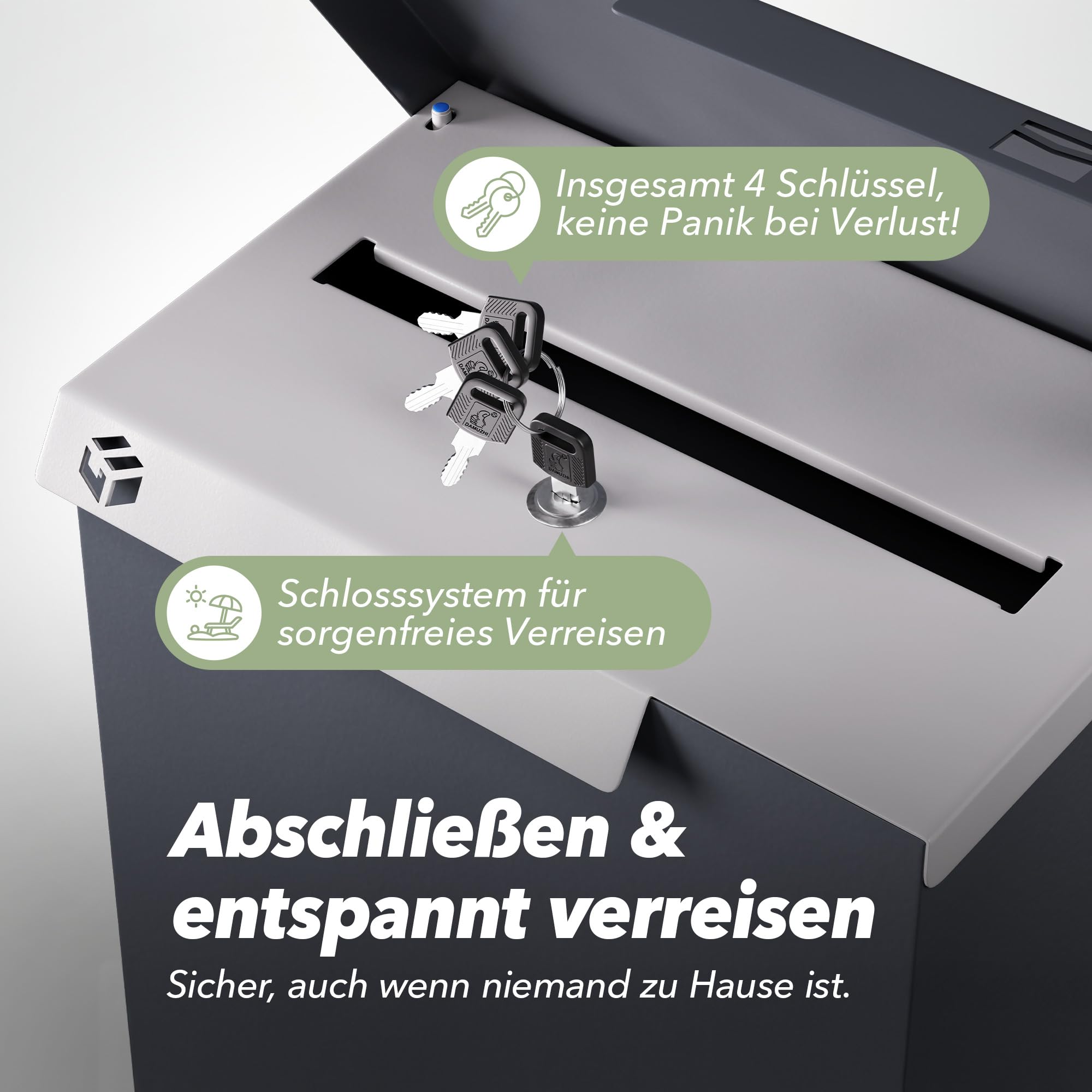 Briefkasten RAL 7016 Anthrazit | Vom Briefträger entwickelter XL-Wandbriefkasten für Päckchen & Post - wetterfest, geräuscharm, abschließbar - Outdoor Stahl-Postkasten modern