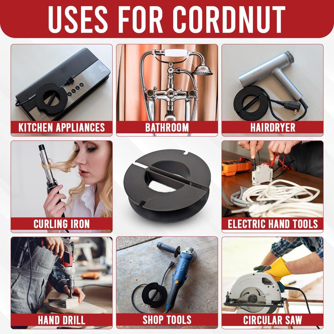 USA Made CordNut- 8Inch Heavy-Duty Cord Organizer & Cable Storage Reel, Tangle-Free Wrap for Power Cords, Chargers & Extension Cables -Durable, Space-Saving Design