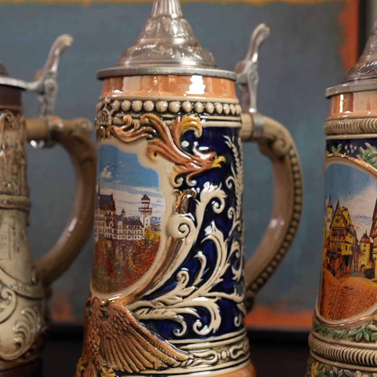 Bierkrug Mit Deckel Deutscher Bierseidel Steinkrug Oktoberfest Trinkbecher Bayern Geschenk Für Männer Vater Bierliebhaber Keramik 700ml