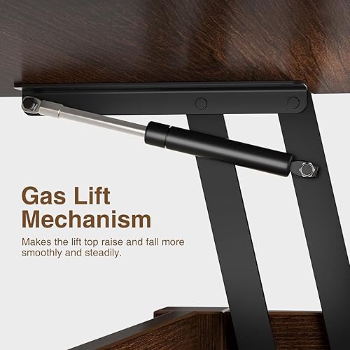 Miniatura 5 de Rolanstar Mesa de centro elevadora, mesa de centro convertible multifunción con cajones y compartimento oculto, mesa de centro que se convierte en