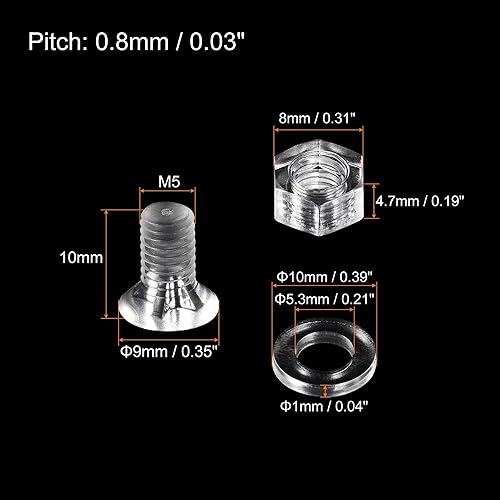 Miniatura 10 de uxcell Tornillos de máquina Phillips de plástico M4 x 0.787 in con tuercas y arandelas planas, pernos de máquina de cabeza plana de PC
