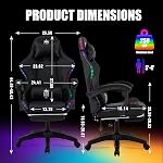 RGB Gaming Chair with Footrest, Computer Gaming Chair with LED Lights for Adults, Reclining Gamer Chair with Adjustable Headrest, Lumbar Support and Linkage Armrests for Home, Office, Gaming Room