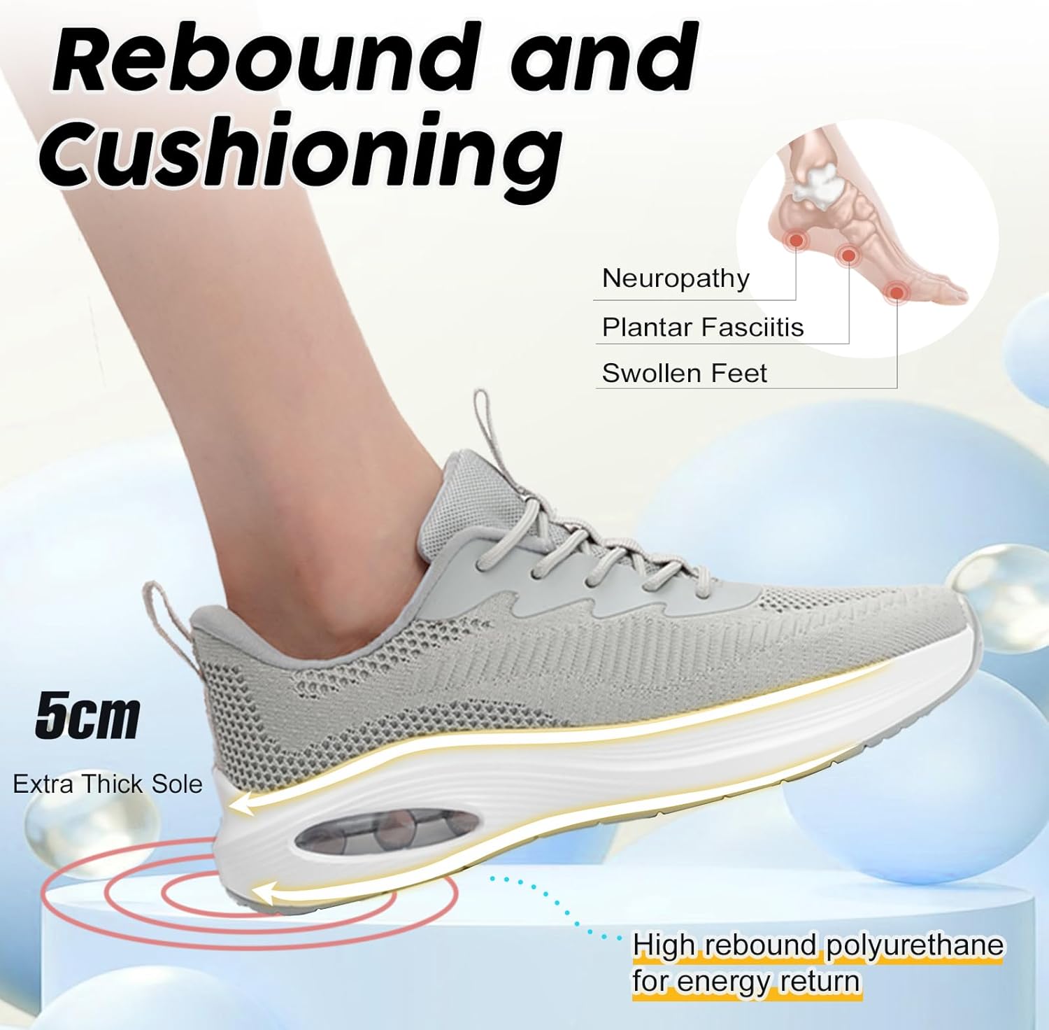 ZYEN Wide Toe Box Shoes Women Air Cushion Road Running Shoes Extra Wide Width Sneakers Arch Support Gym Athletic Tennis Sneakers Lightweight Breathable Walking Shoes - Image 3