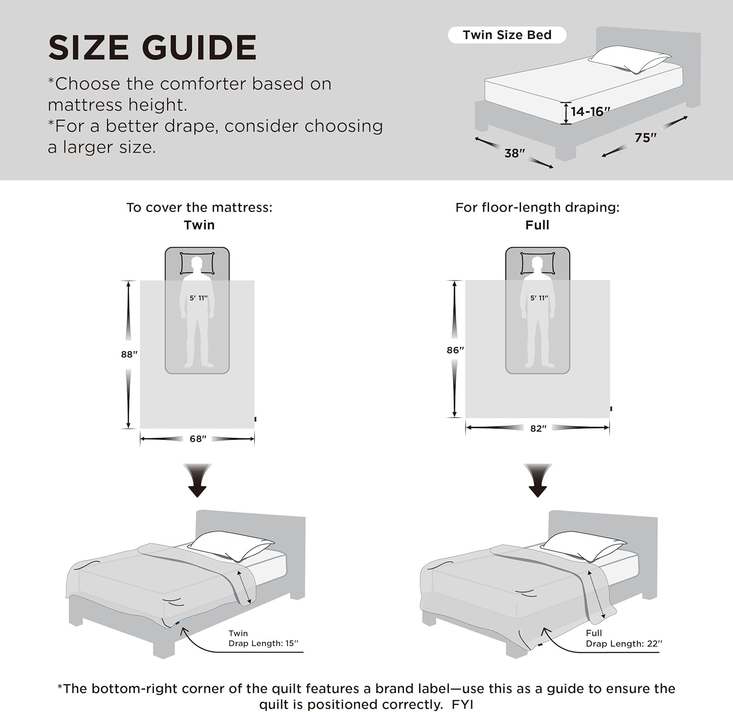 Bedsure Twin Comforter - Twin Duvet Insert for All Season, Ultra-Soft Quilted Down Alternative Comforter, Blanket for Bed, Prewashed Duvet Insert with 4 Tabs, Machine Washabl, White, 88x68 in White Twin