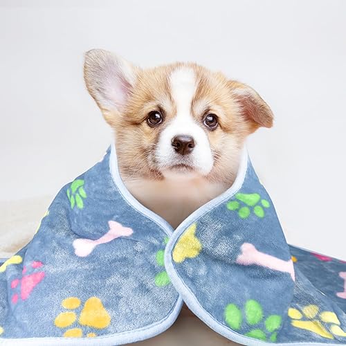 Miniatura 8 de LeapSheep Mantas para mascotas para perros y gatos, paquete de 3 mantas con patrón de hueso, súper suaves y esponjosas para perros pequeños,