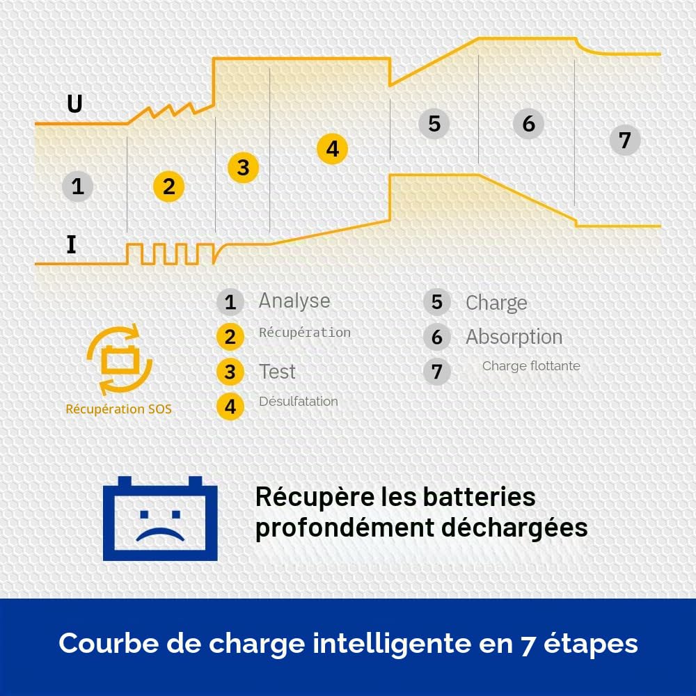 GYS, GYSFLASH 4.12, Chargeur de Batterie Intelligent Plomb (VRLA, AGM, SLA, Gel, Liquide, EFB), 0,8A/4A, Véhicules 12V (Moto, Voiture), Maintien de Charge Sécurisé, Désulfatation, IP65