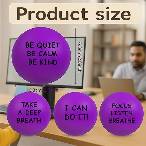 Miniatura 2 de 4 bolas motivacionales para el estrés para adultos, bolas de alivio del estrés con citas inspiradoras para fomentar la motivación del ejercicio de