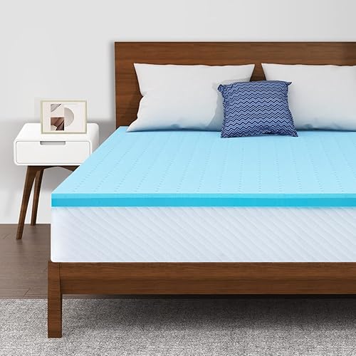 Maxzzz Cubrecolchón de 2 pulgadas King  Cubrecolchón de espuma viscoelástica de gel fresco extra firme, cubrecolchón duro para aliviar el dolor de