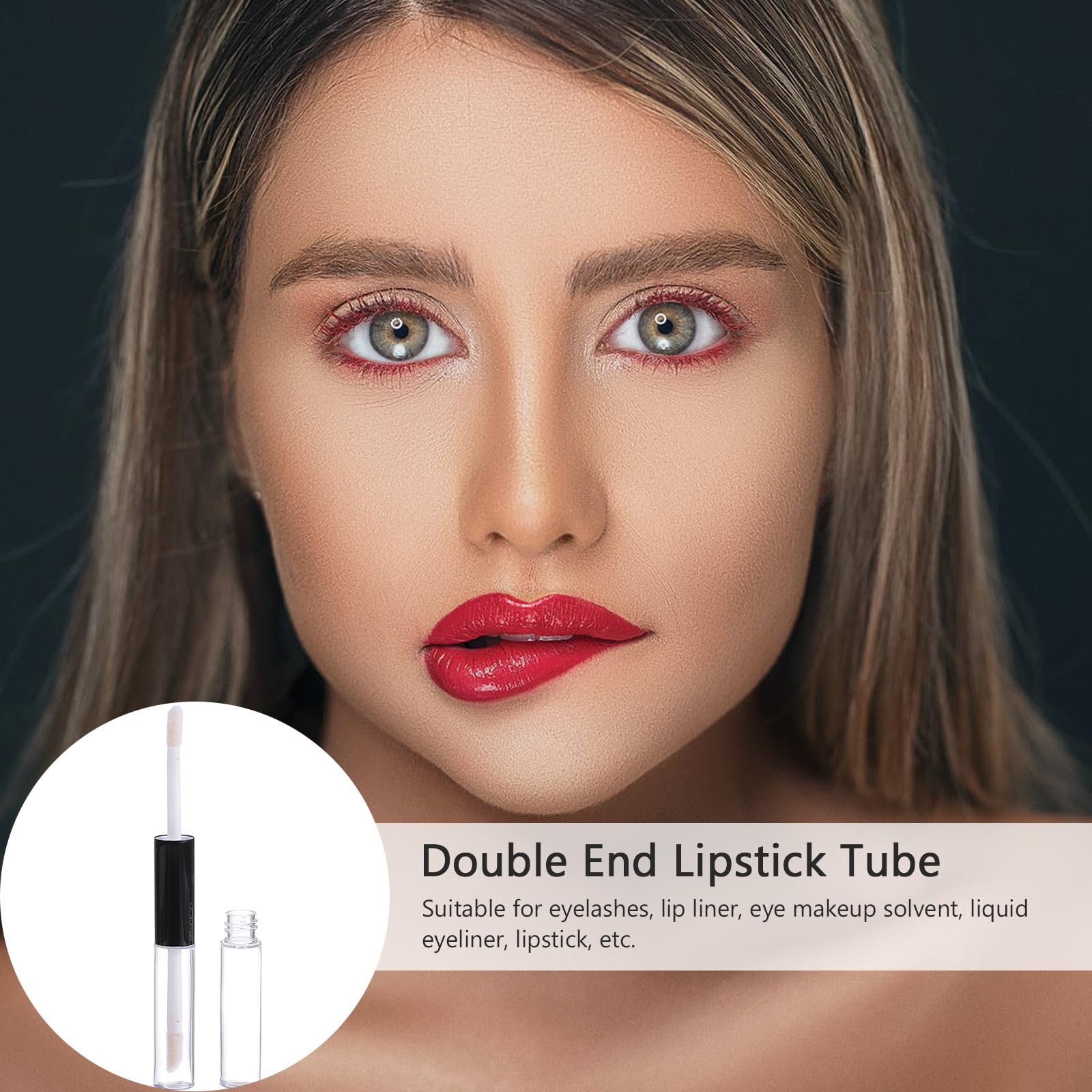 Tubo de Brillo de Labios Vacío de 4ml Plástico Doble Extremo | Negro, 10 Unidades con Tapón de Goma, Rellenable para DIY y Uso Diario