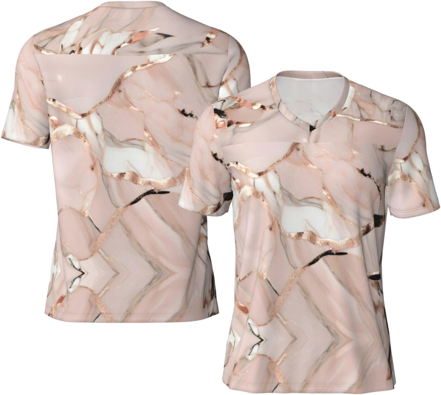 Rose Gold Marble Rugby Football Jersey for Men, Comfortable V-Neck Loose Fit Top for Team Sports Athletics