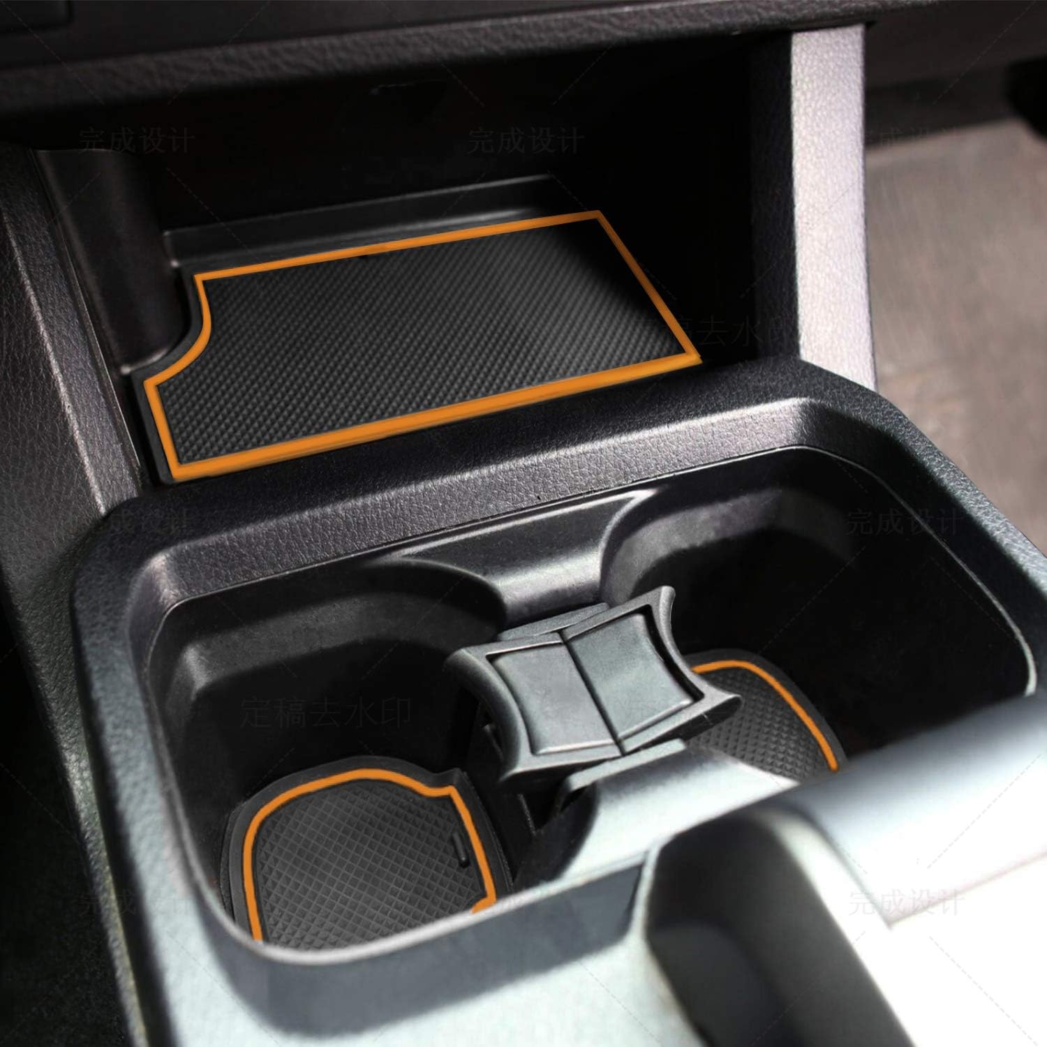 JDMCAR Compatible with Toyota Tacoma Accessories 2016-2023 Premium Cup Holder, Console, and Door Pocket Inserts Kit (Double Cab,Orange Trim)