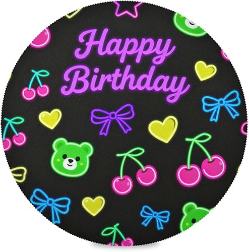 Happy Birthday Bear Colorful Black Bulk Round placemats placemat Plate for Kids 15x15 in individuales para mesa de comedor Elegantes