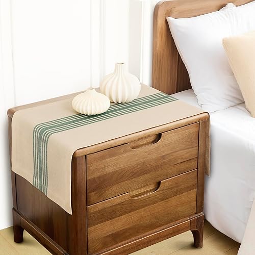 Miniatura 3 de Solino Home Camino de mesa de lino de 36 pulgadas, 100% lino puro verde y natural, camino de mesa de granja de 14 x 36 pulgadas, ideal para tocador