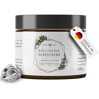 Nordic Pure Kolloidales Silber Creme   100g Nat rliche Silbercreme mit Silberwasser 100 ppm Premium Qualit t aus Deutschland