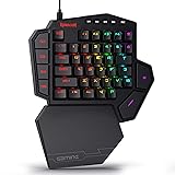 Redragon K585 DITI One-Handed RGB Mechanical Gaming Keyboard, Blue Switches, Type-C Professional Gaming Keypad with 7 Onboard Macro Keys, Detachable Wrist Rest, 42 Keys Blue Switch Black
