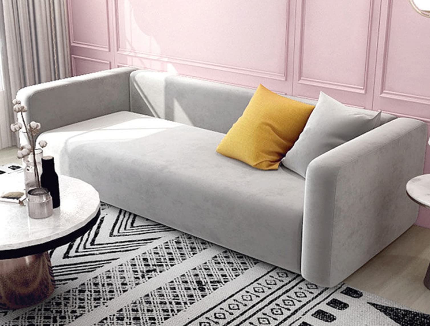 Housse de canapé en velours doux gris élégant protection meubles salon