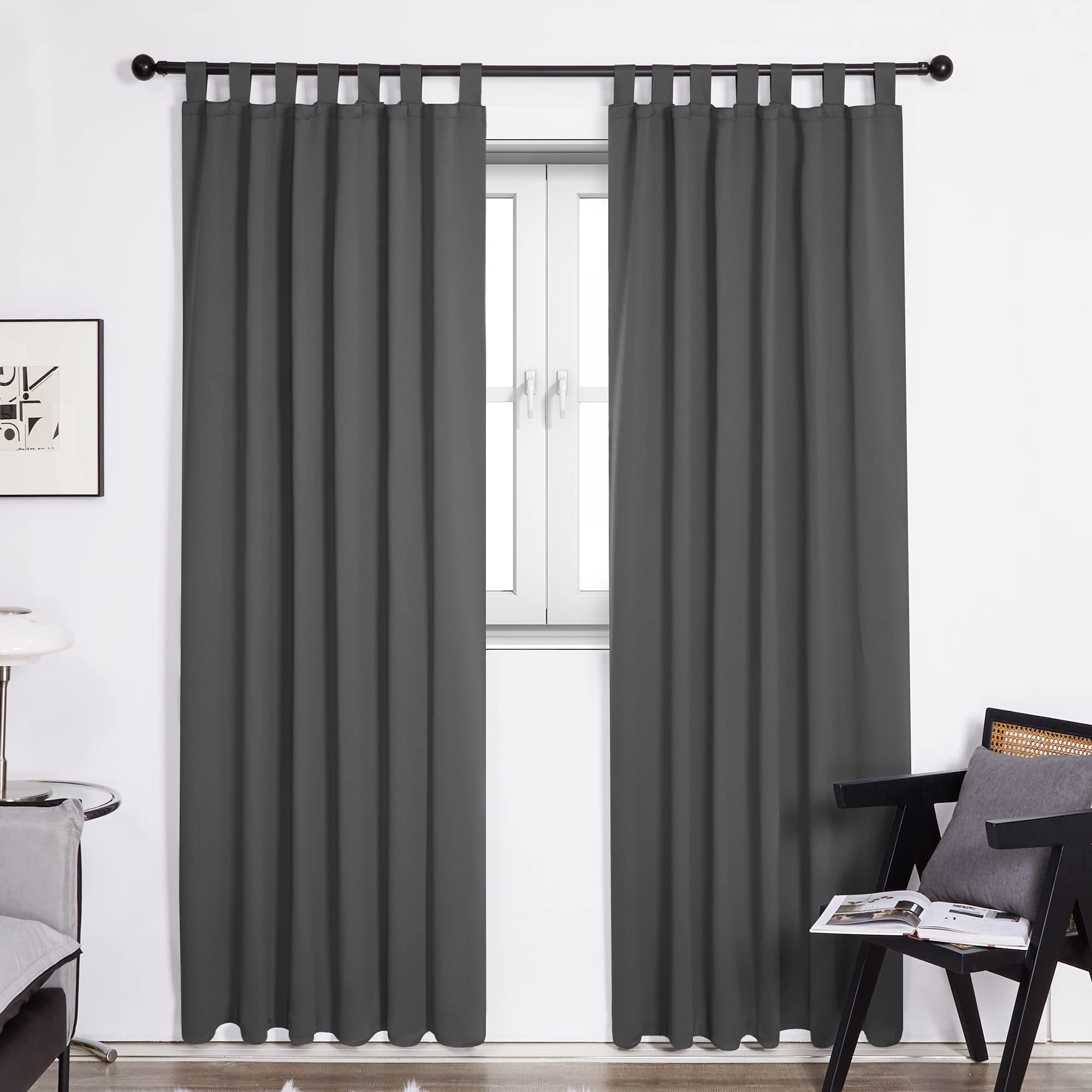Deconovo Thermovorhänge gardinen Blickdicht Vorhänge mit Schlaufen Verdunkelung Indoor Thermovorhänge Kälteschutz – Bild 3