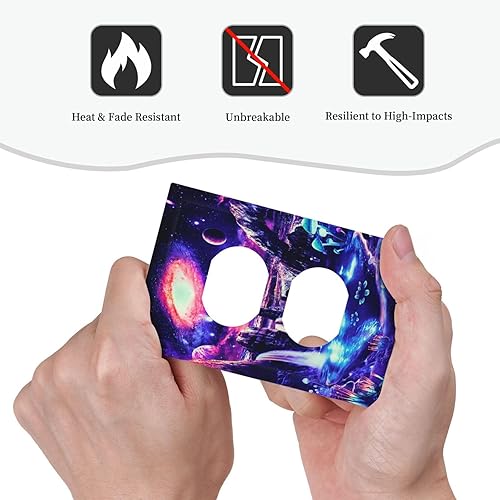 Miniatura 5 de Fantasía Hippie Estética Planeta Galaxia Espacial Hongo 1 Gang Duplex Receptáculo Placa de pared Jumbo Cubiertas de enchufe de receptáculo Cubiertas