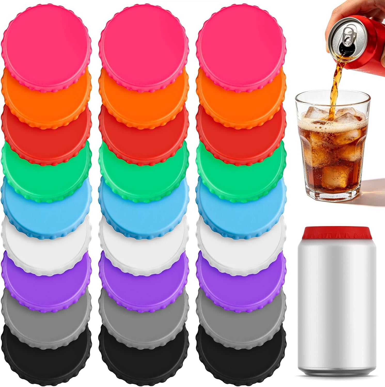 30Pcs Can Lids Soda Can Drink Cover, Reusable Silicone Soda Can Cover
